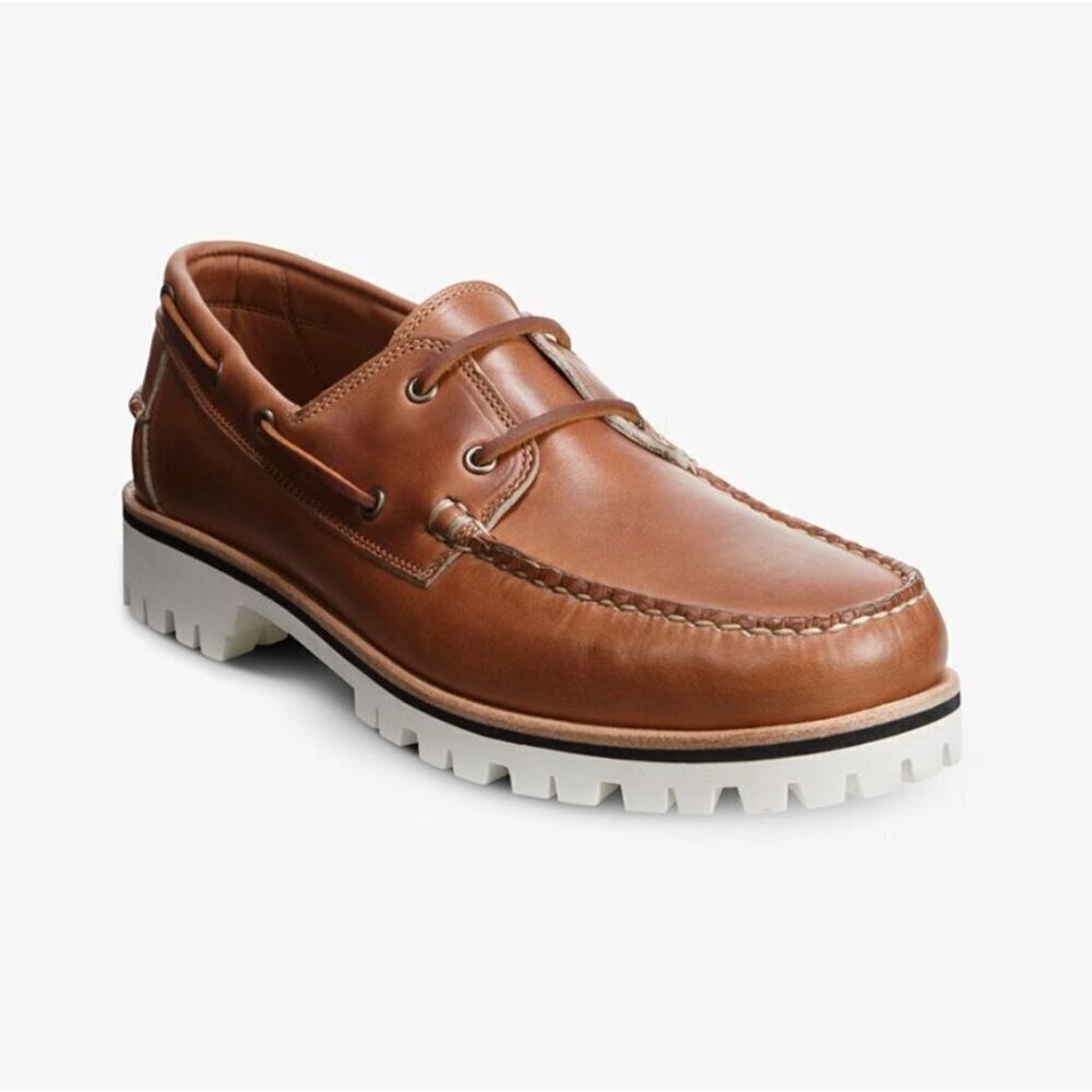 Allen Edmonds Force 10 Lug Boat Shoe Whiskey Brown Leather Size 10.5